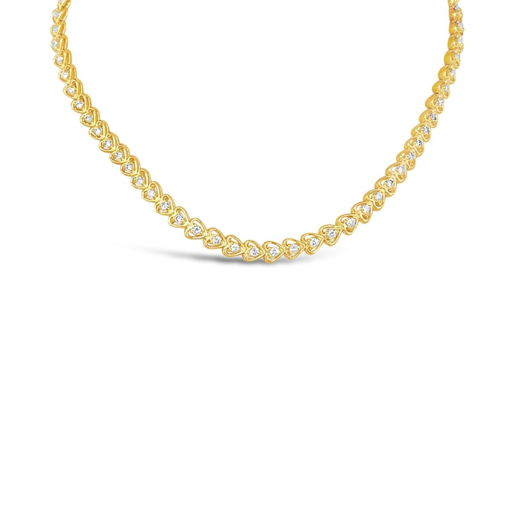 14K Yellow Gold Heart & Diamond Choker; 1581-43 7293