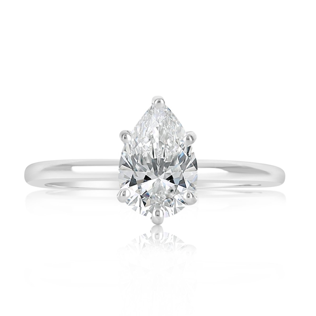 Olivia, 14K White Gold Pear Shaped Engagement Ring, 1166-11 7498