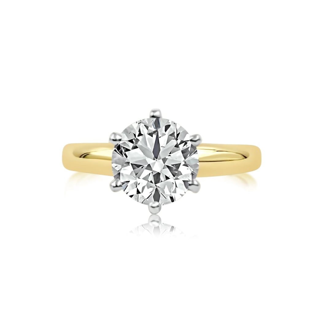 Dora, A 14K Two Tone Gold Solitaire Engagement Ring, 1487-11 7211