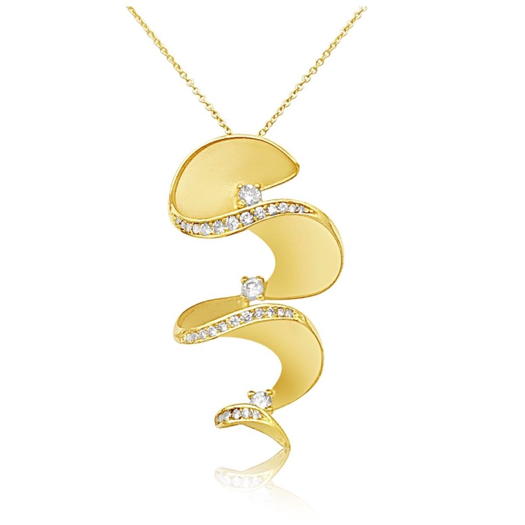 Infinite Swirls, A 14K Yellow Gold & Diamond Pendant, 1852-32