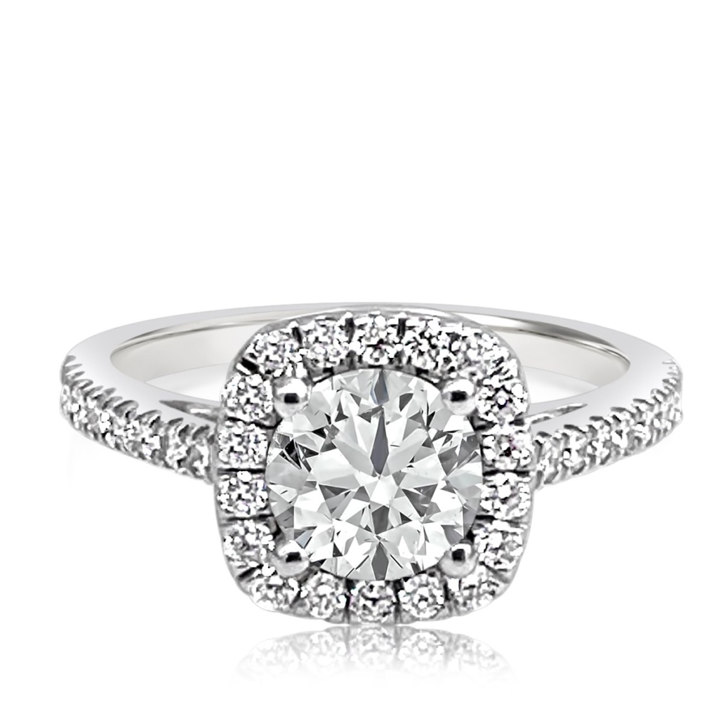 Stephanie, A 14K White Gold Halo Engagement Ring, 1930-11