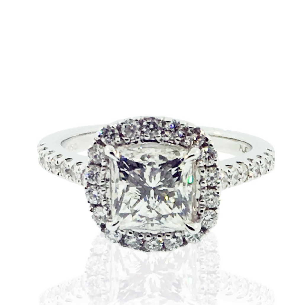 Luna, A Platinum Princess Cut Diamond Halo Engagement Ring, 1104-11 7355