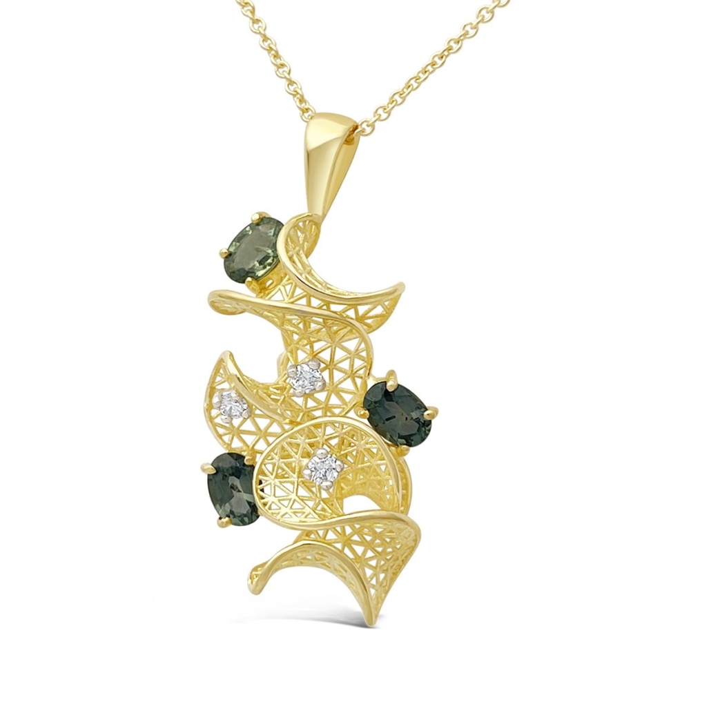 The Yellow Swirling Vortex of Green Sapphires and Diamonds; 1853-32