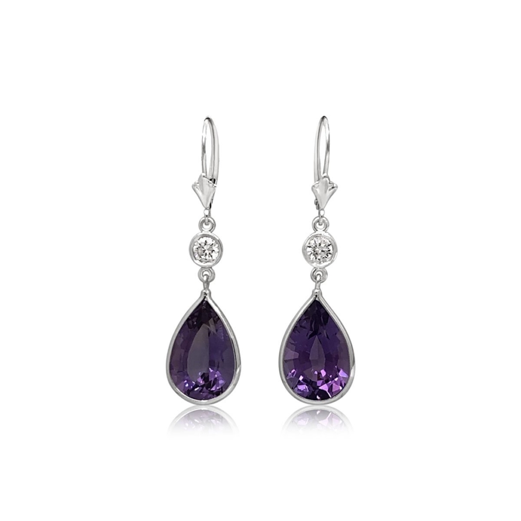A GJ Original: 14k White Gold Amethyst & Diamond Dangles 1917-24