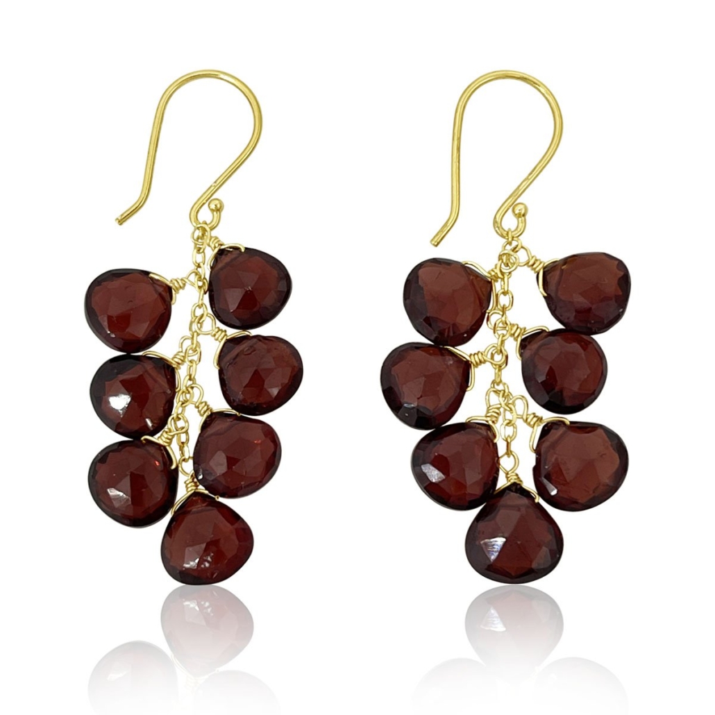 Bohemian Garnet Dangling Cluster Earrings 1946-24