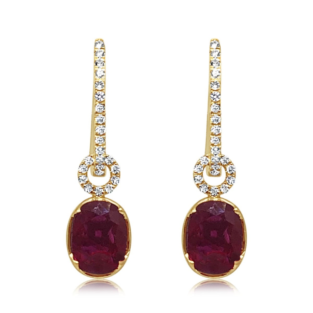 Ruby and Gold Dangle Earrings 1947-24