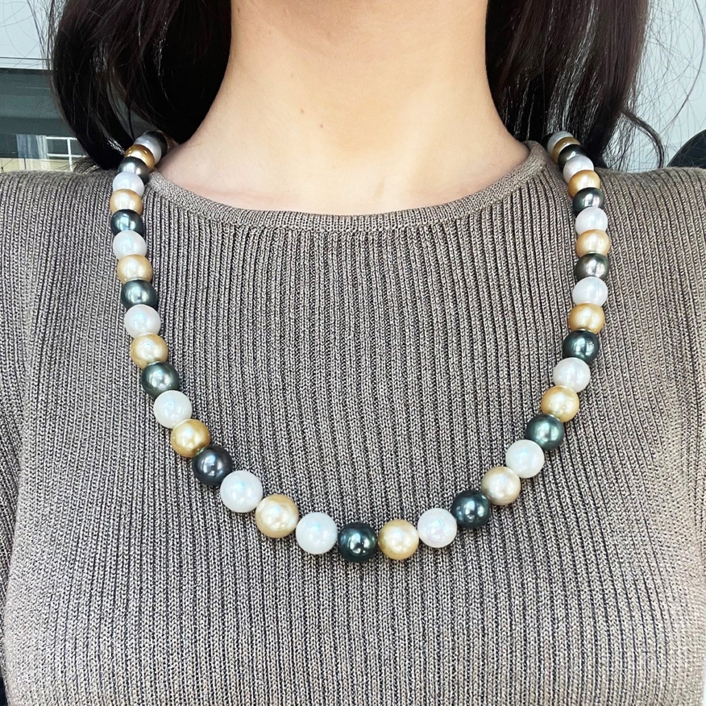 Multi-Colored South Sea and Tahitian Pearl Necklace 1986-43