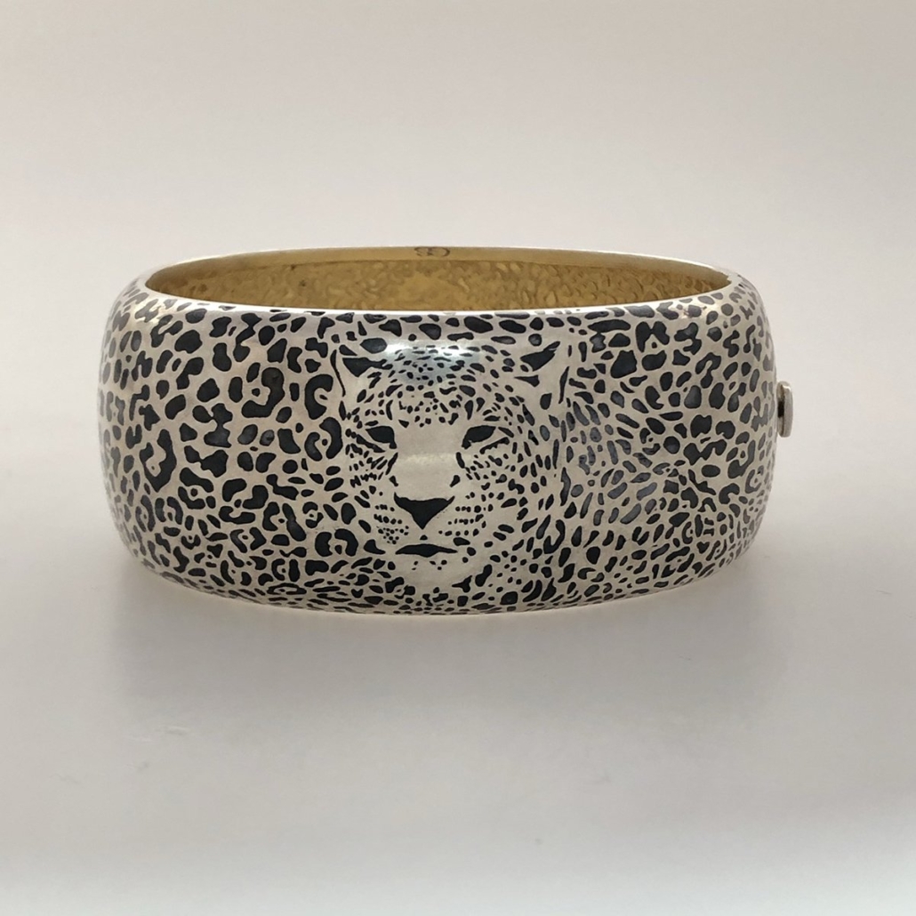 Silver and Gold Leopard Cuff Bracelet 1901-53
