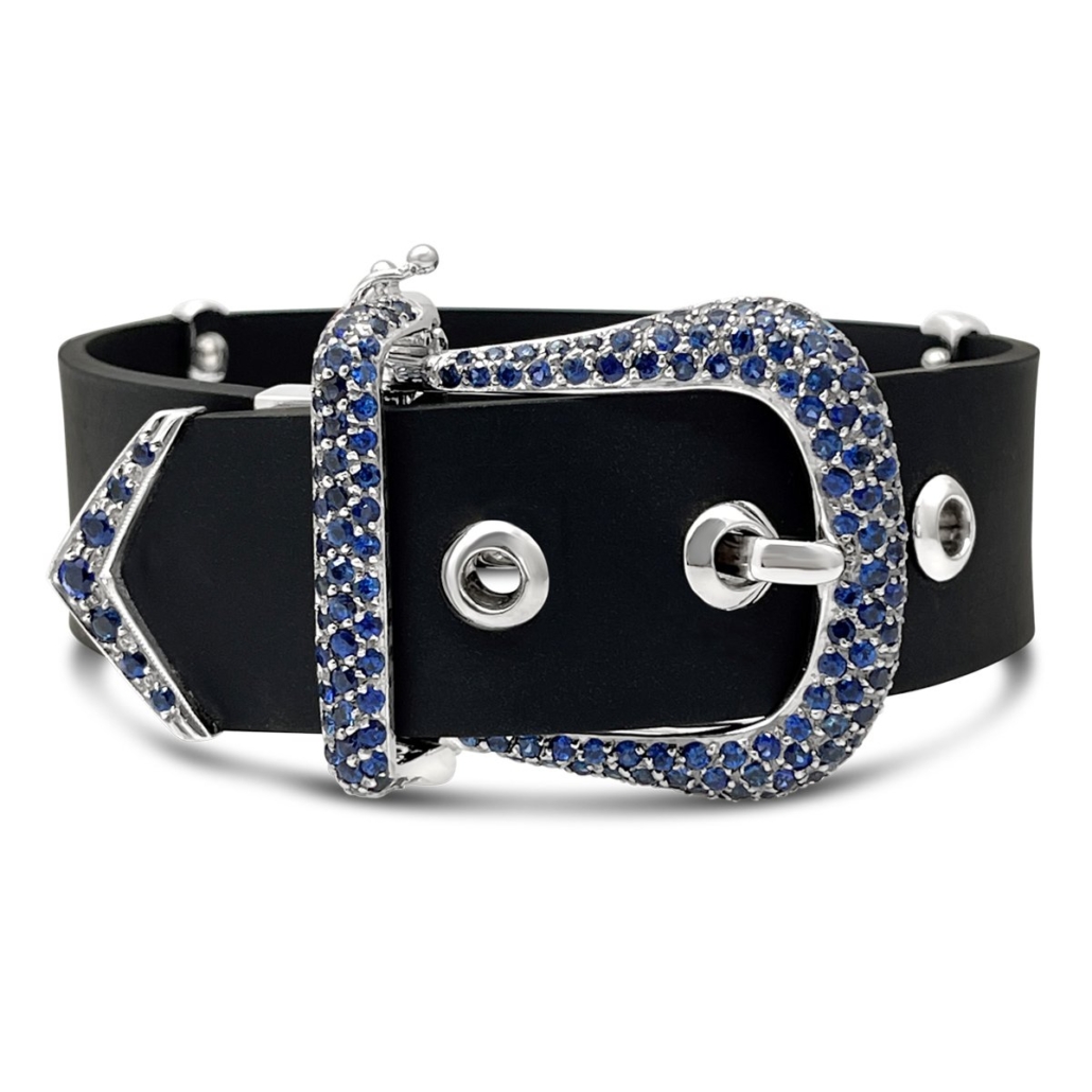 Buckle Up Bracelet with Blue Sapphires and White Gold 1955-53