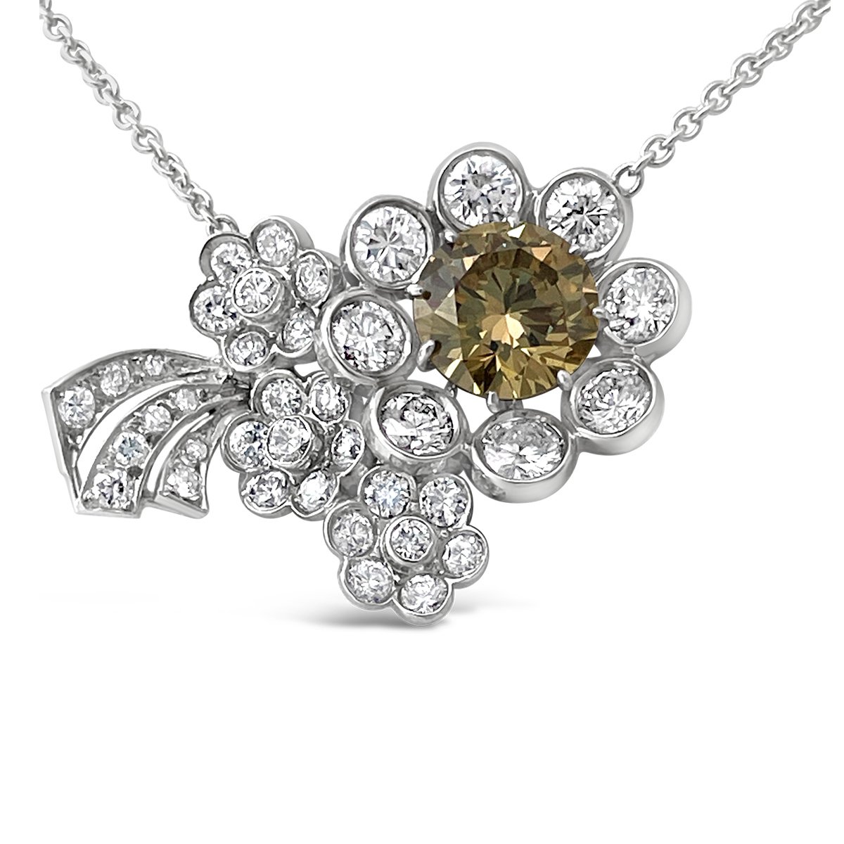 18k White Gold Diamond Flower Necklace – Laura Pearce Ltd.