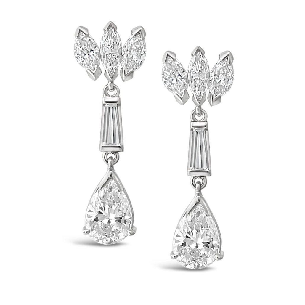 Platinum Multi-Diamond Earrings, 1982-24