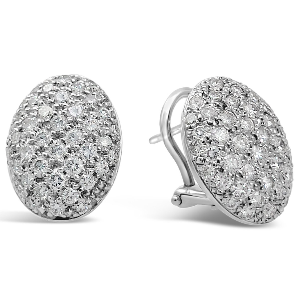 18k White Gold and Diamond Stardust Oval Cluster Earrings 2000-22