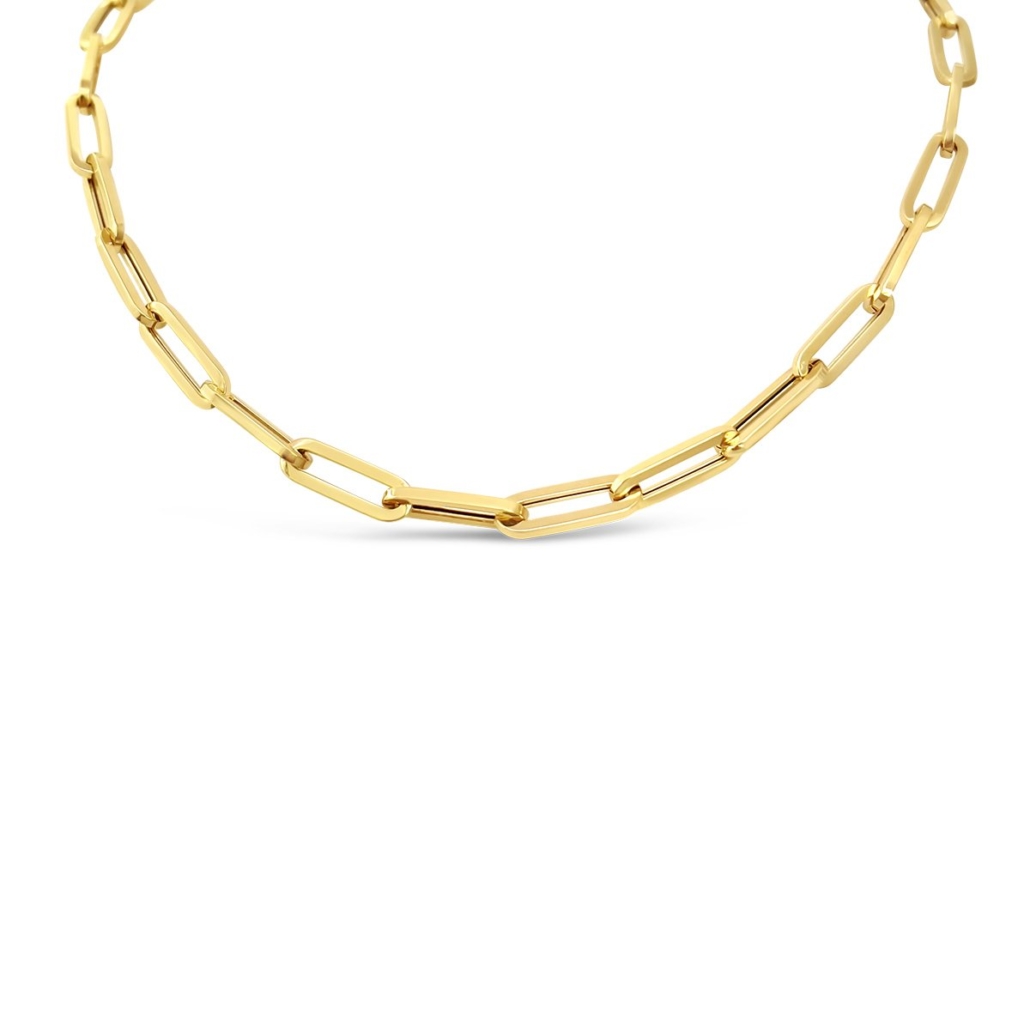 14K Y Three Quarter Inch Link Paperclip Necklace, 2023-43