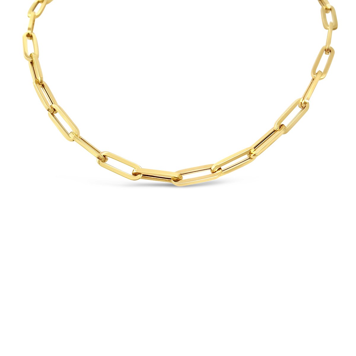 14K Yellow Gold Paperclip Necklace, 2023-43