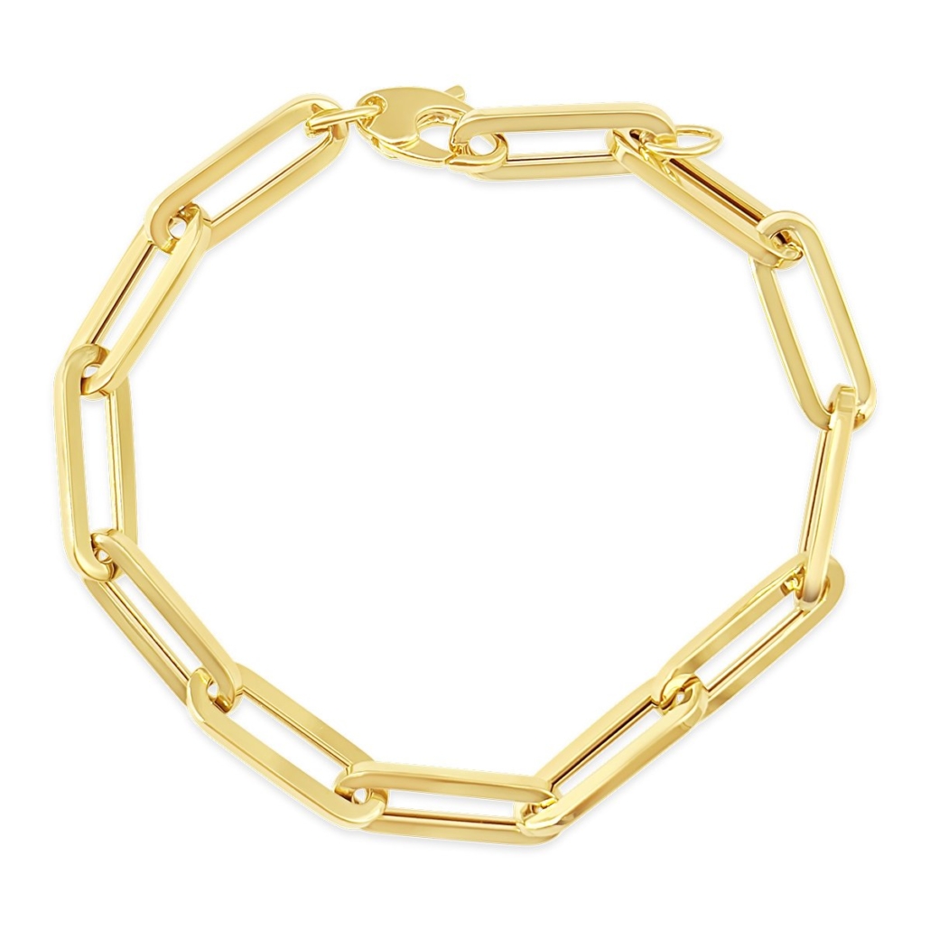 14K Yellow Gold Paperclip Link Bracelet, 2024-52