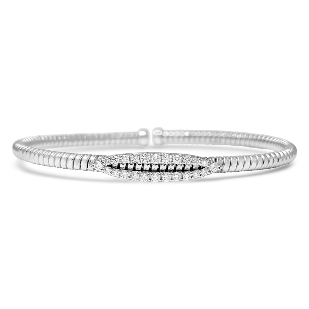 18k White Gold Stackable Cuff with Diamond Accents 2040-53