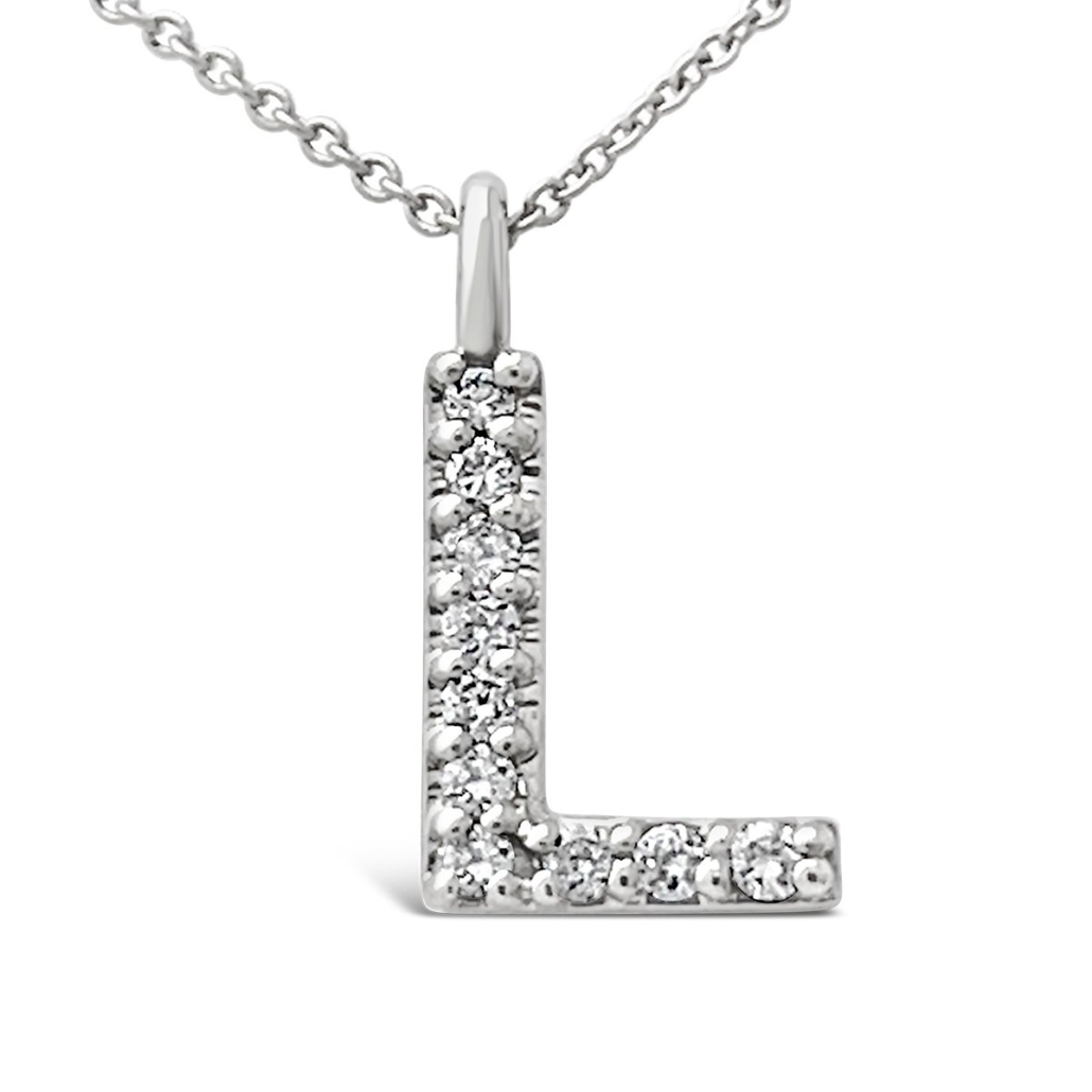 Grants Jewelry 14k White Gold & Diamond Initials, ‘L’ 1866-32