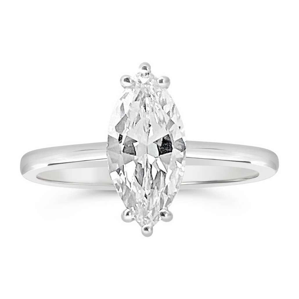 Seyhan, A 14k White Gold Marquise Cut Diamond Engagement Ring 1989-11