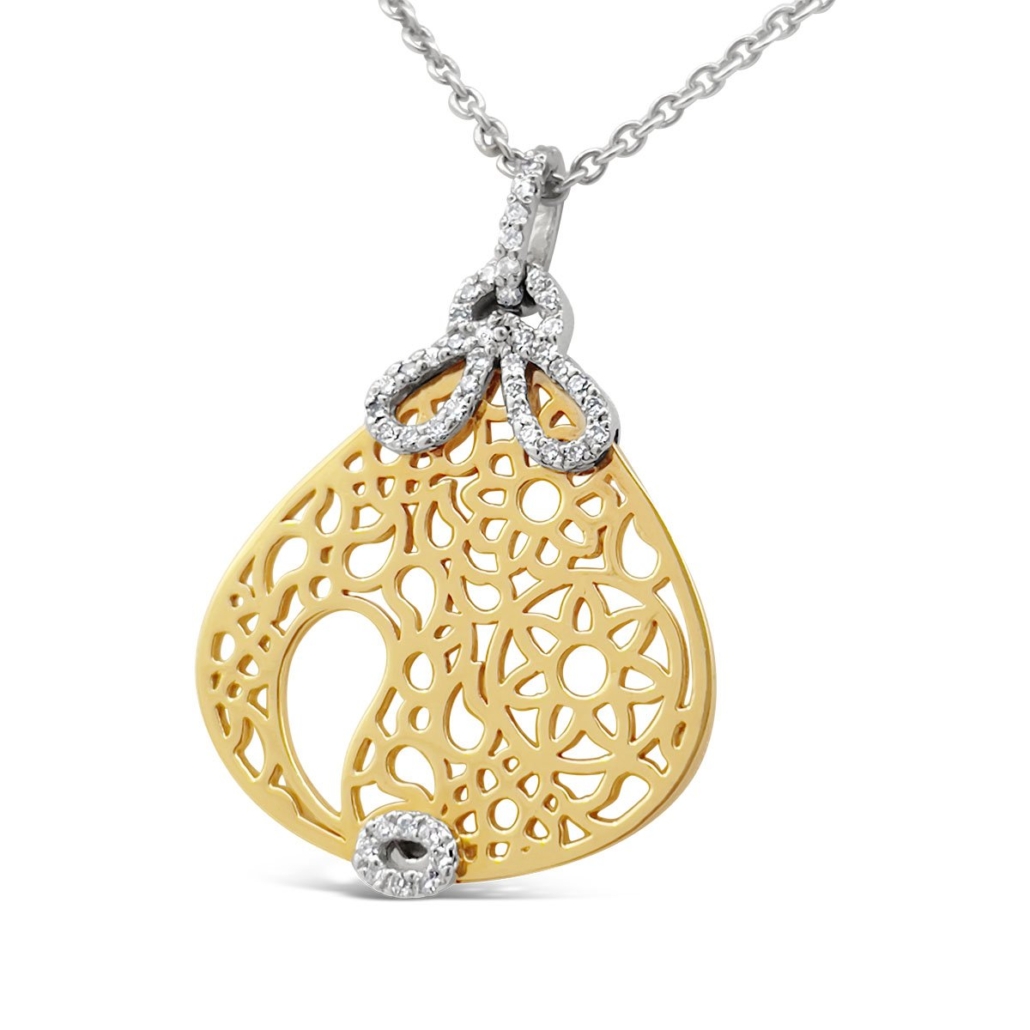 18k Yellow & White Gold Swirling Magic Pendant 1994-43