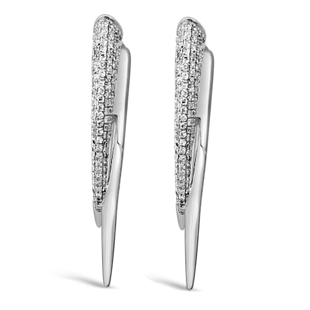 Sleek White Gold and Diamond Bar Earrings 2018-24