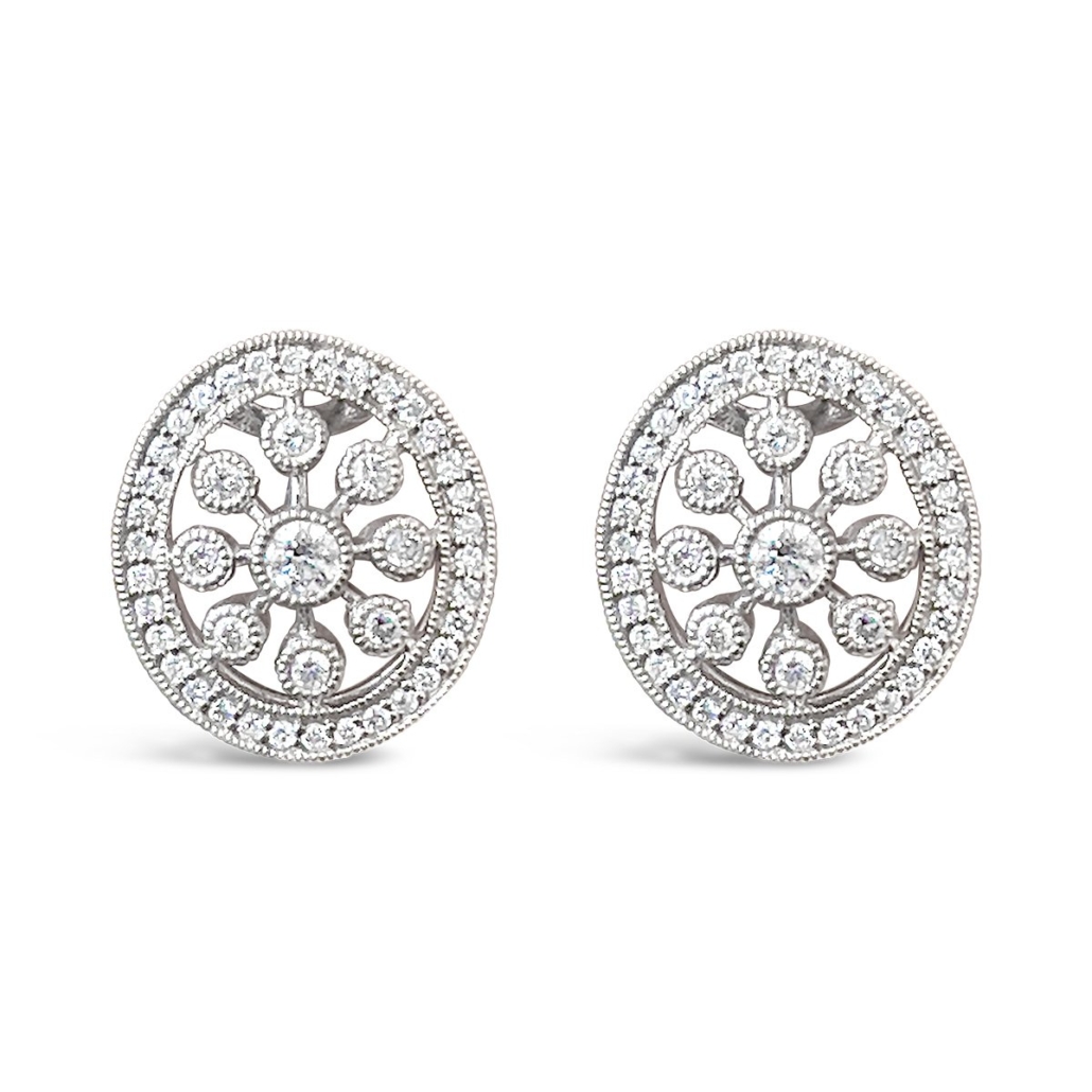 14k White Gold Snowflake Earring 2019-22
