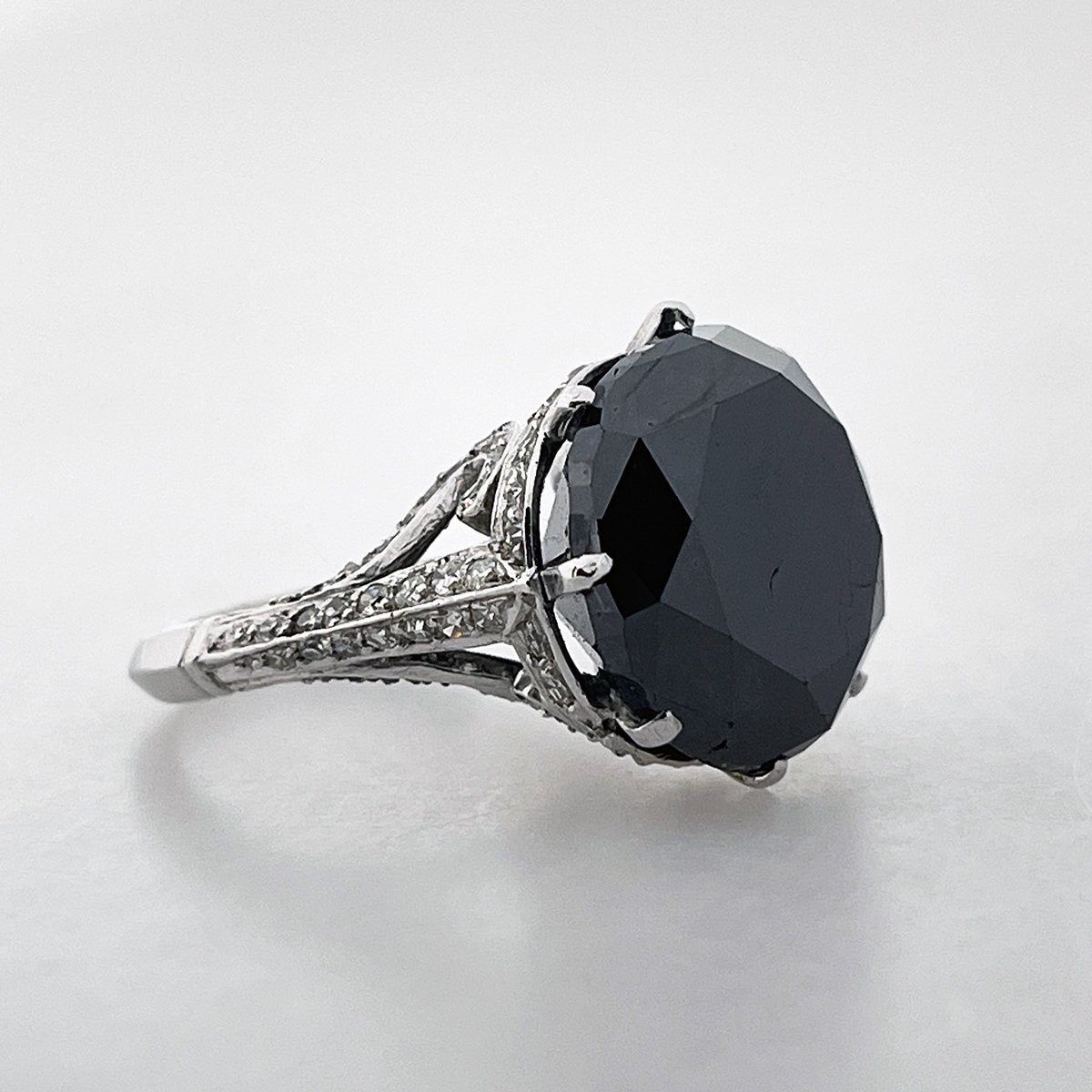 2ct Princess-Cut Fancy-Black Diamond Engagement Ring 14k Black Gold