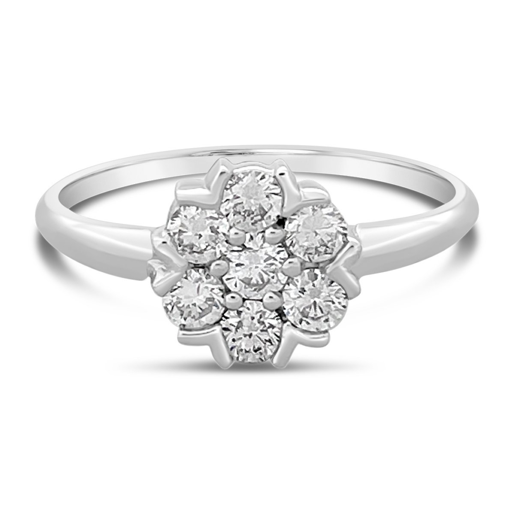Mariah, a 14K White Gold and Diamond Custom Cluster Engagement Ring, 2070-11