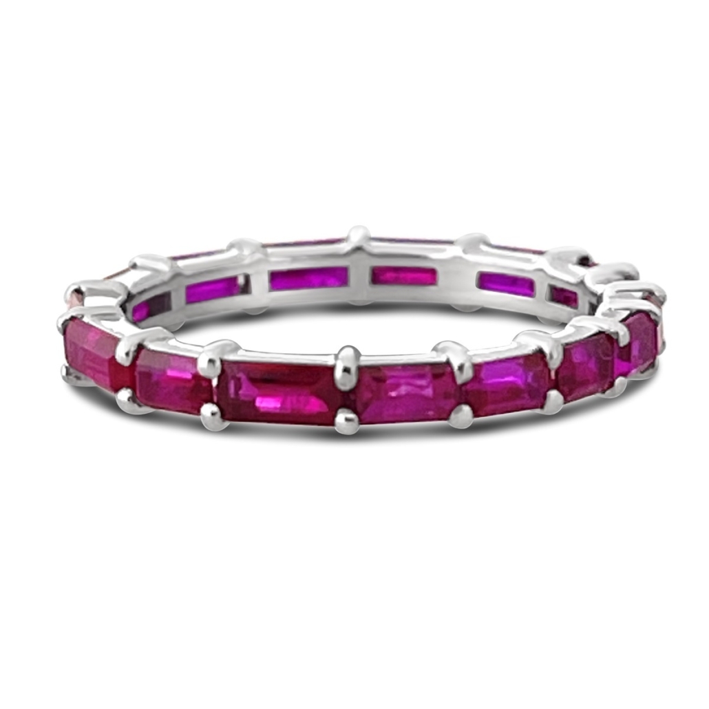 14k White Gold and Ruby Wedding Band 2074-12