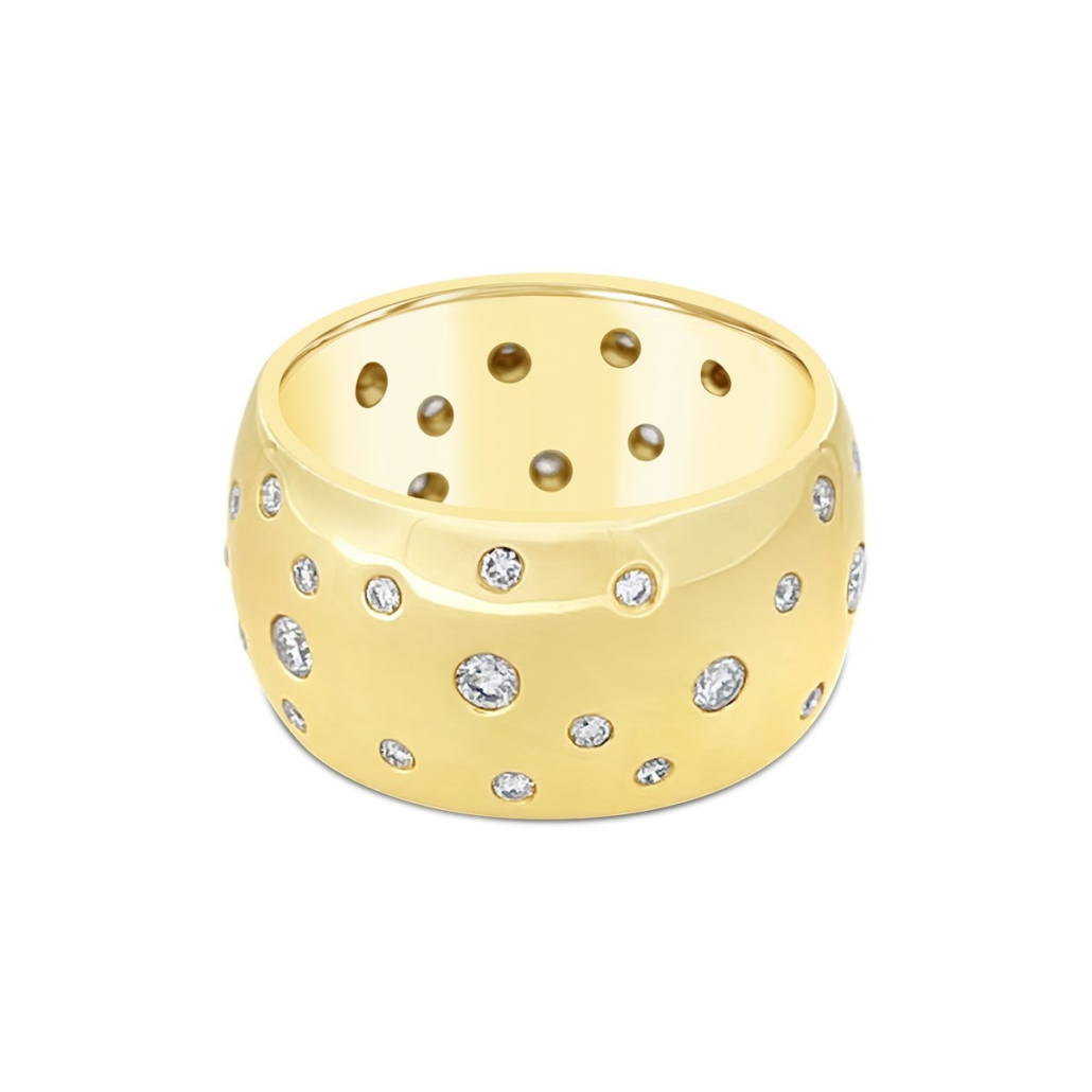 14K Yellow Gold Diamond Dusted Thick Ring 2084-13