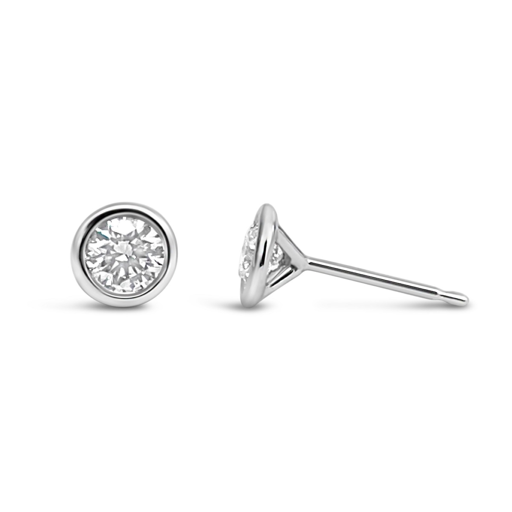 Fun and Sophisticated…..14k wg 3prong Bezel Studs   2223-21