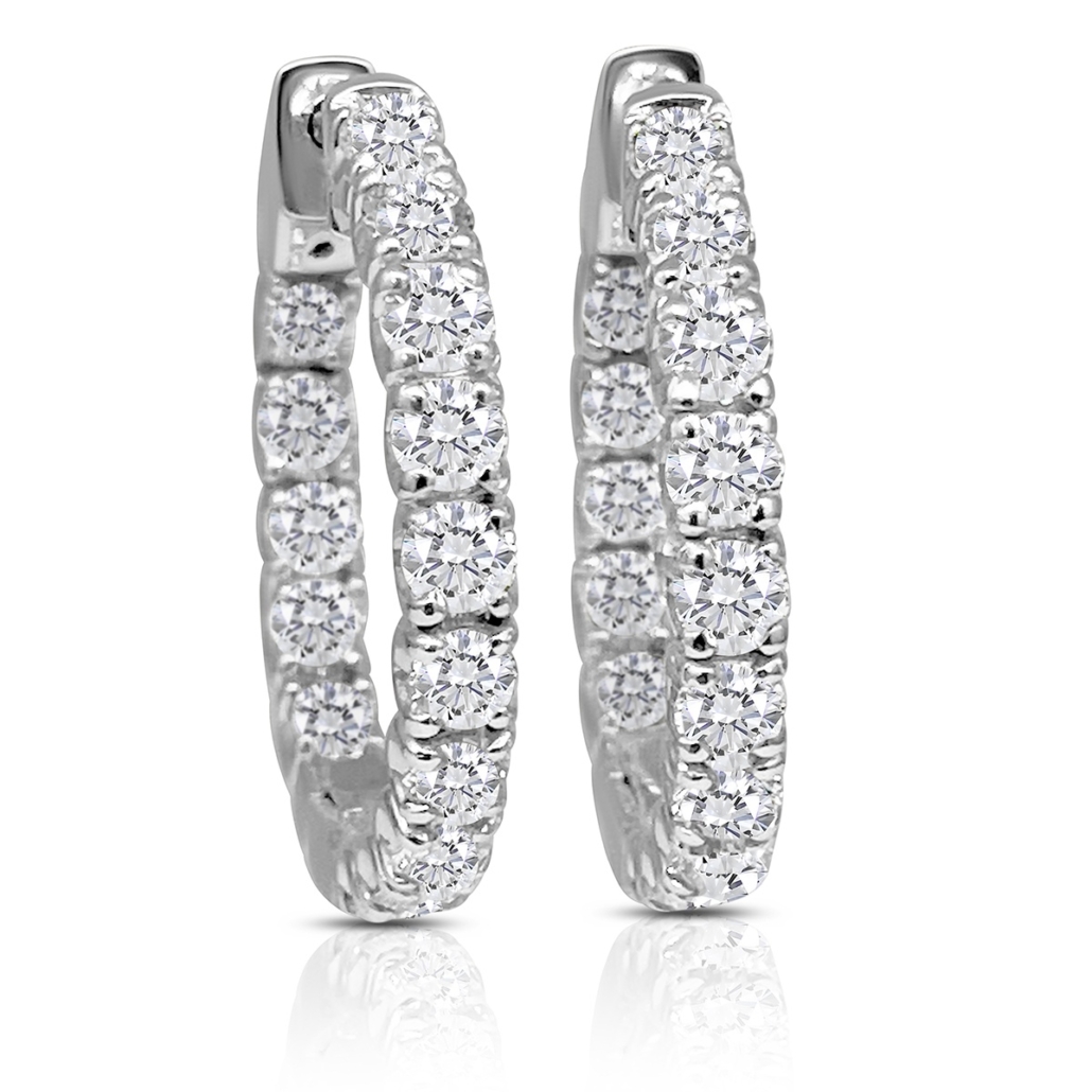 Elegance Defined 3.00cts 1.25″ Diamond Hoops  2245-23