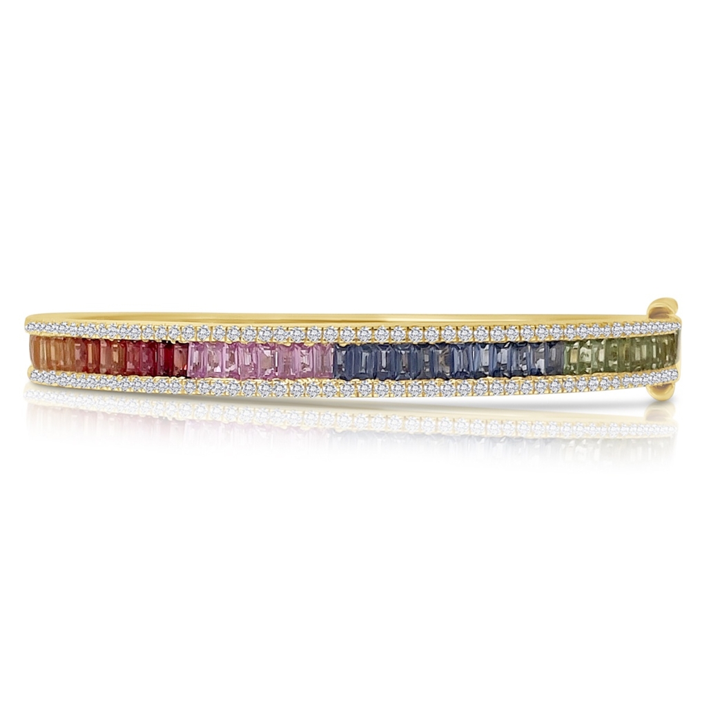 14k Yellow Sapphire Rainbow Baguette Bangle 2346-53
