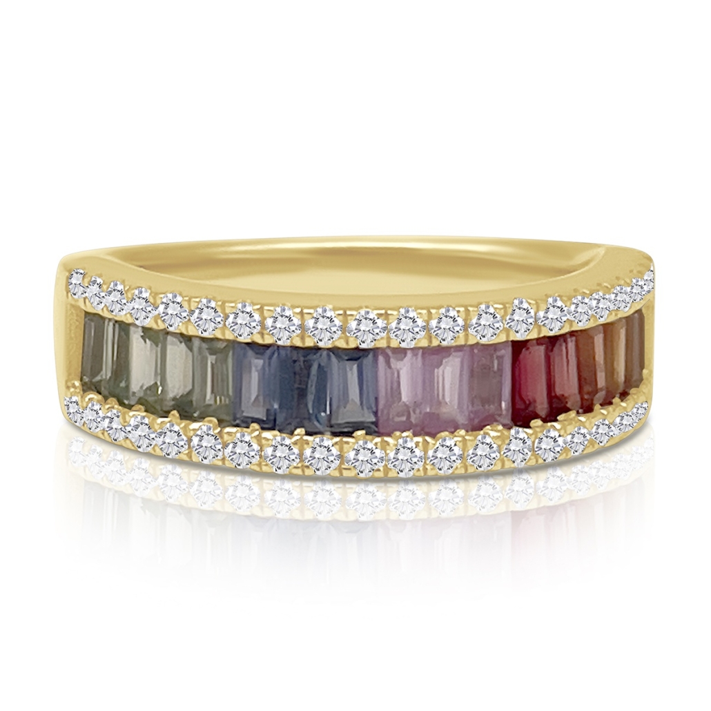 14k Yellow Sapphire Rainbow Baguette Ring 2347-13