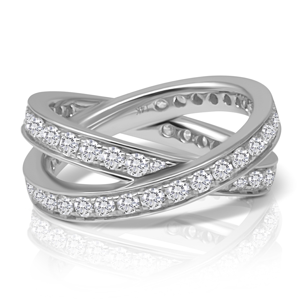 14k White Diamond ‘X’ Ring 2348-13
