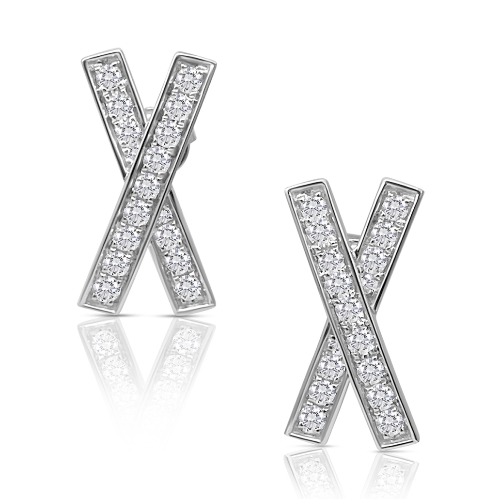 14k White Diamond ‘X’ Earrings 2350-22