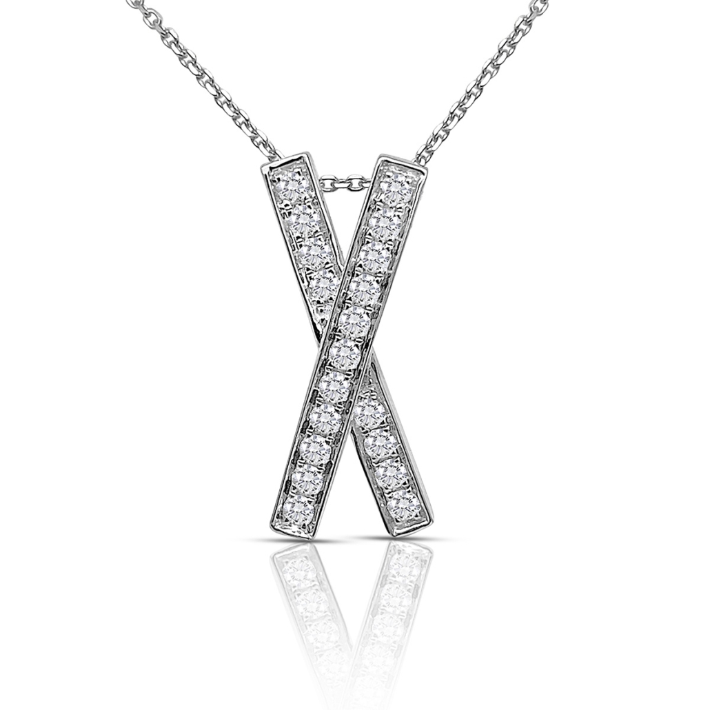 14k White Diamond ‘X’ Pendant 2351-32