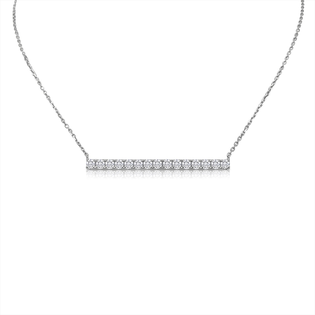 14k W 1.5 Inches Raise The Bar Diamond Necklace 2388-43