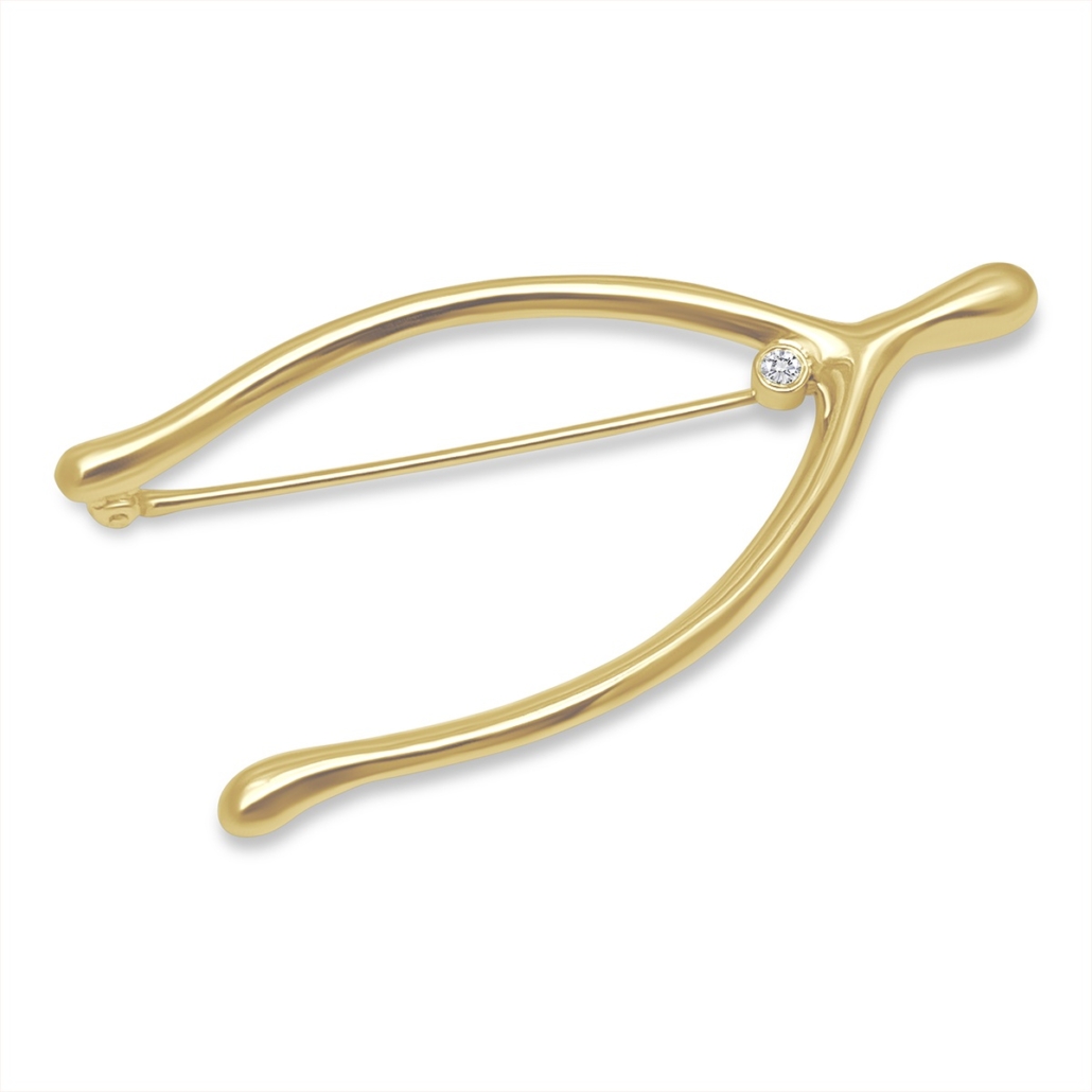 “Make a Wish” Golden Wishbone Brooch 2394-33
