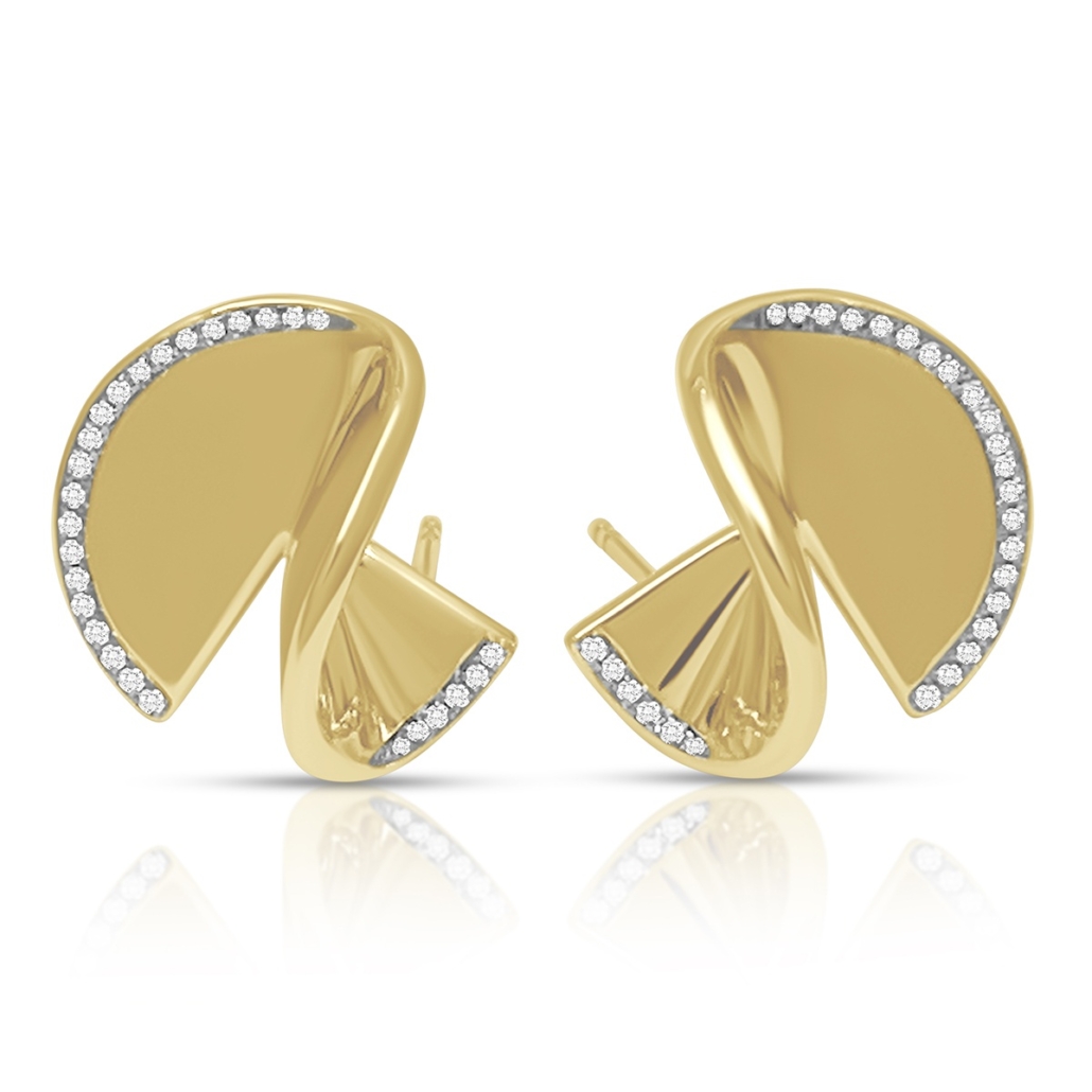 14K Y Satiny Smooth Folded Disc Earrings 2396-22