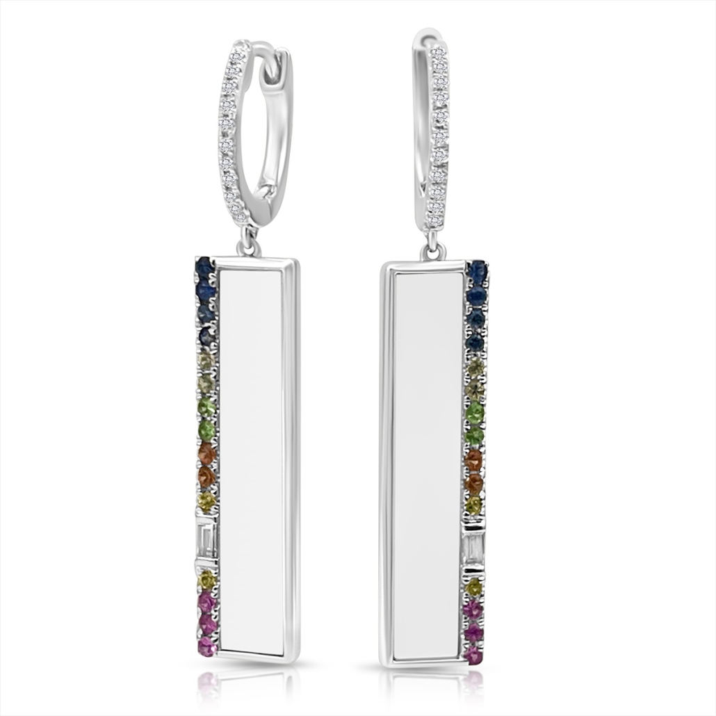 White Gold Pearl & Sapphire Reflections Dangling Earrings 2419-23