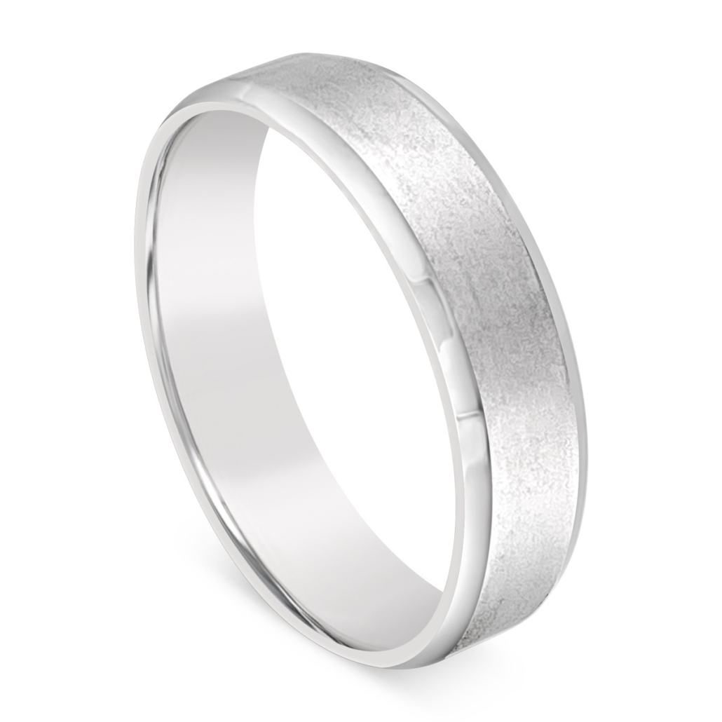 14k W 6MM Beveled Edge Wedding Band 2037-12