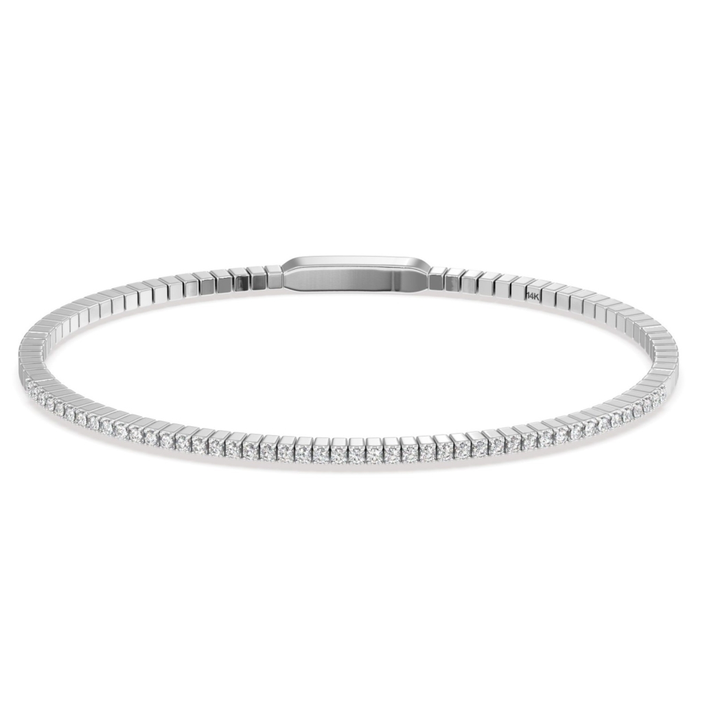 14k White 2.5 Inches New Modern Flex Bracelet with Sparkling Diamonds 2435-53