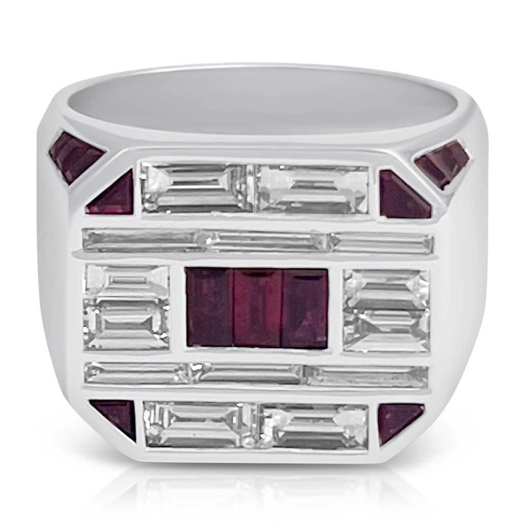 Deco Elegance Diamonds and Rubies in White Gold 2443-13