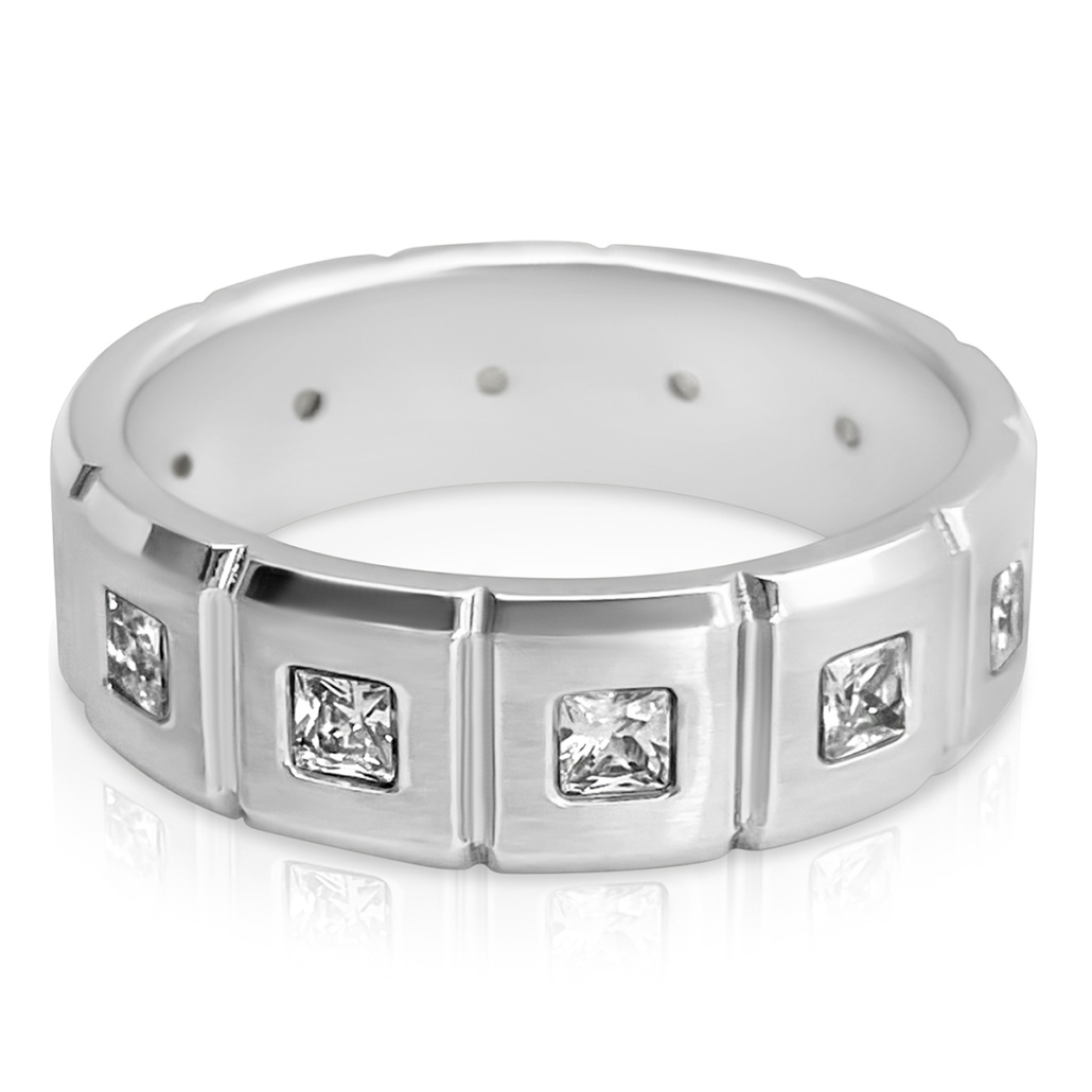 14k W 6MM Geometric Diamond Ring 2454-12