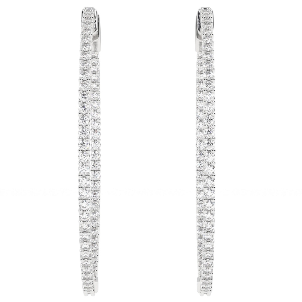 14k White Gold 1.75 Inches Diamond Hoops 2458-23