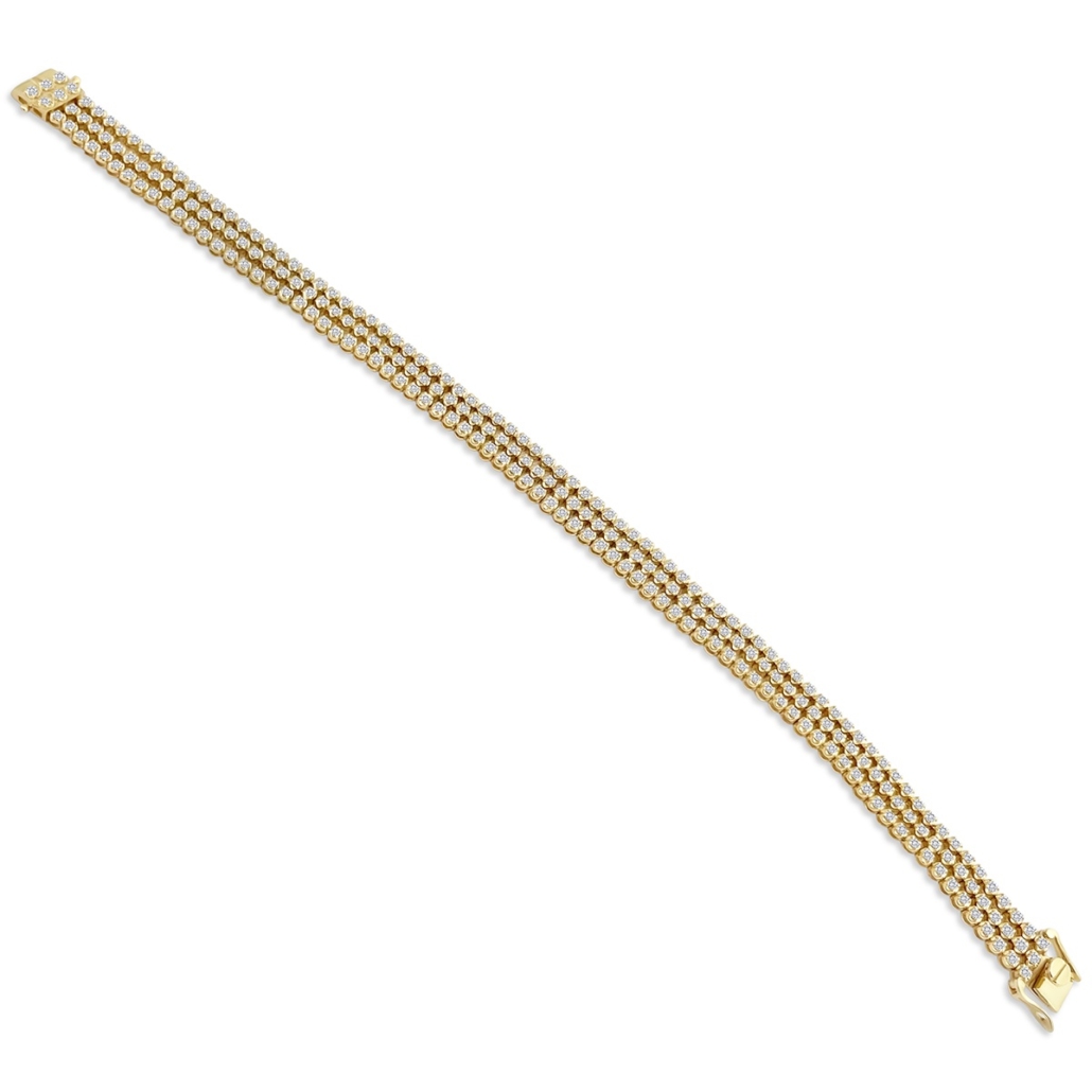 14k Yellow Gold Triple Inline Diamond Bracelet 2465-51