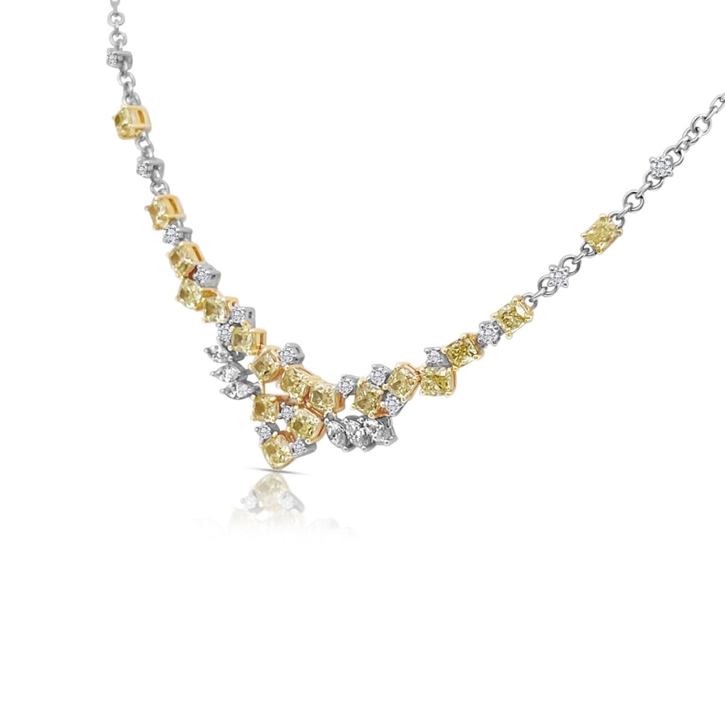 18k  Sunburst Splendor: A Radiant Canary Diamond Necklace 2463-43