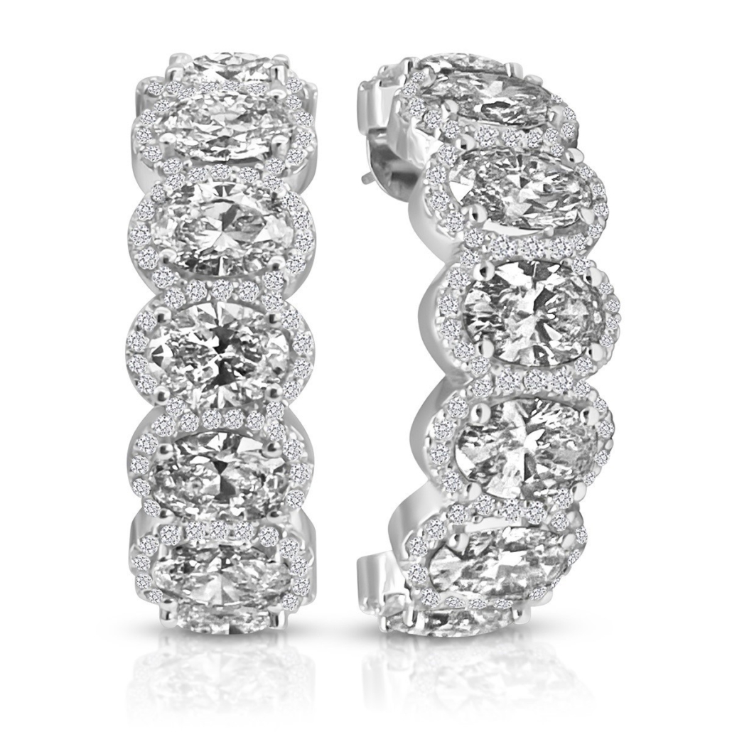 Stunning Oval Diamond Hoop Earrings 2423-23