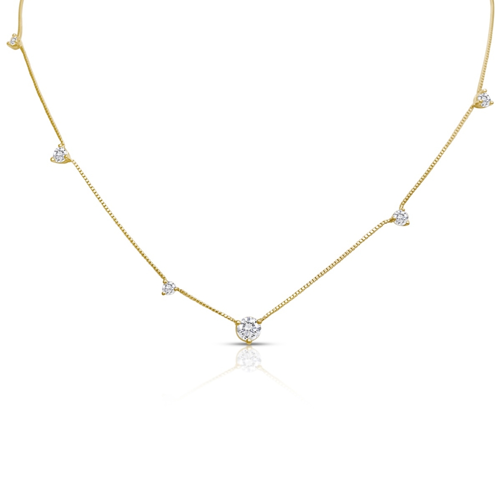 14k Y Asymmetrical Diamond Elegance: One of Kind Necklace 2482-42