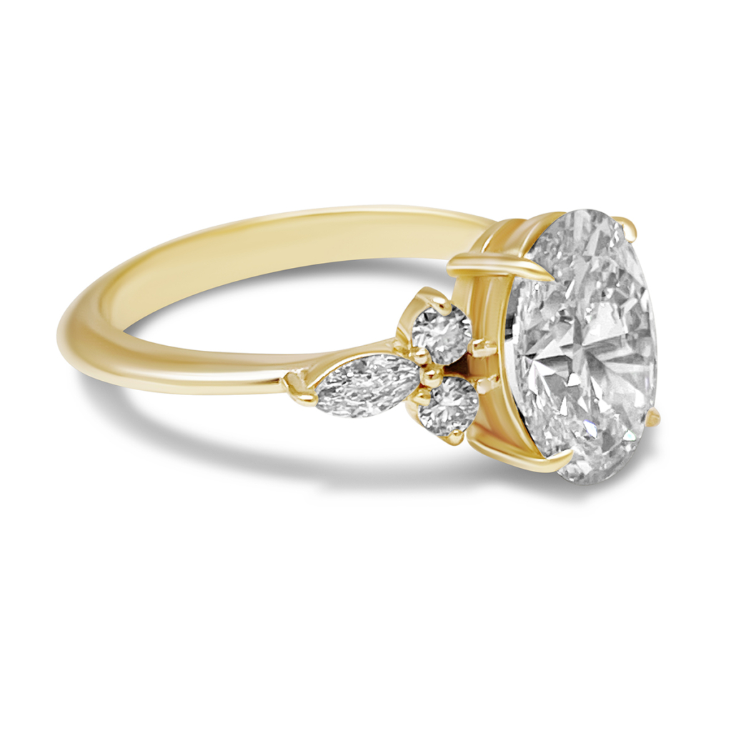 “Starlight Symphony” – Oval Diamond Ring with Marquise and Round Accents 2488-11